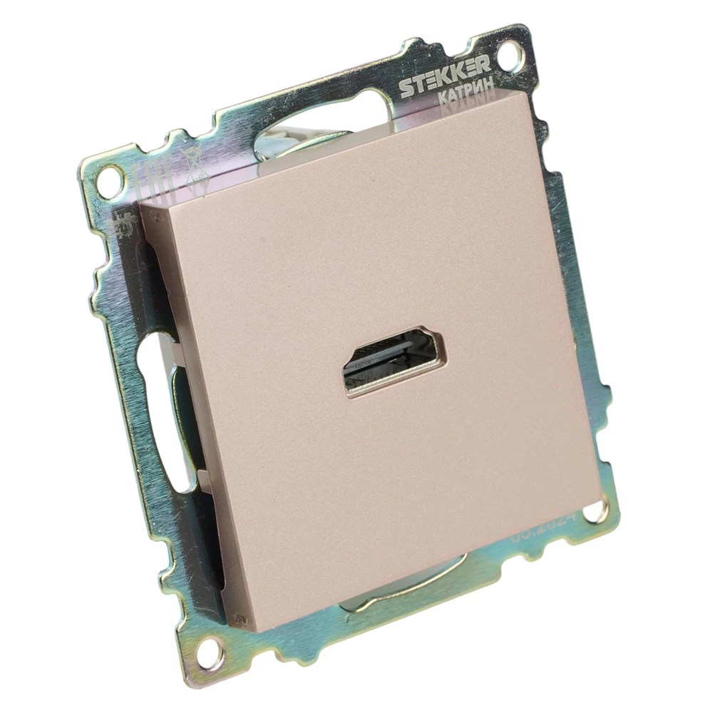 Розетка HDMI 2.1, Type A  (механизм), STEKKER GLS00-7118-02, серия Катрин, шампань (50063) - Viokon.com