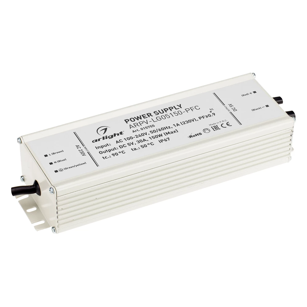 Блок питания ARPV-LG05150-PFC (5V, 30.0A, 150W) (Arlight, IP67 Металл, 5 лет) 015755 - Viokon.com