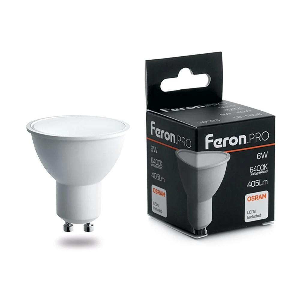 Лампа светодиодная Feron.PRO LB-1606 GU10 6W 175-265V 6400K (38088) - Viokon.com