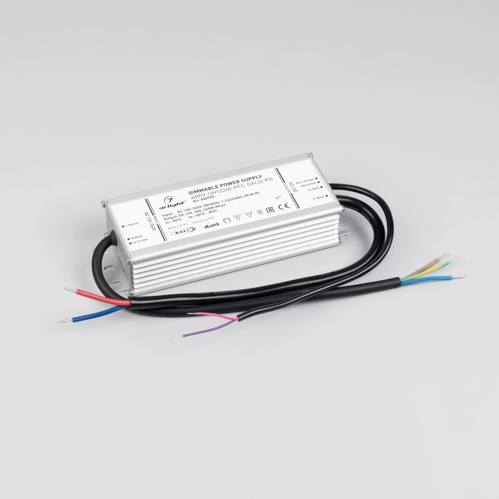 Блок питания ARPV-UH12240-PFC-DALI2-PH (12V, 20A, 240W) (Arlight, IP67 Металл, 7 лет) 040755 - Viokon.com