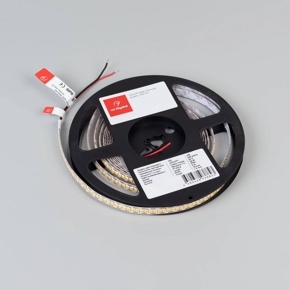 Лента FC-A240-10mm 24V White6000-CX1 (24 W/m, IP20, 5m) (Arlight, резка 1 светодиод) 059175 - Viokon.com