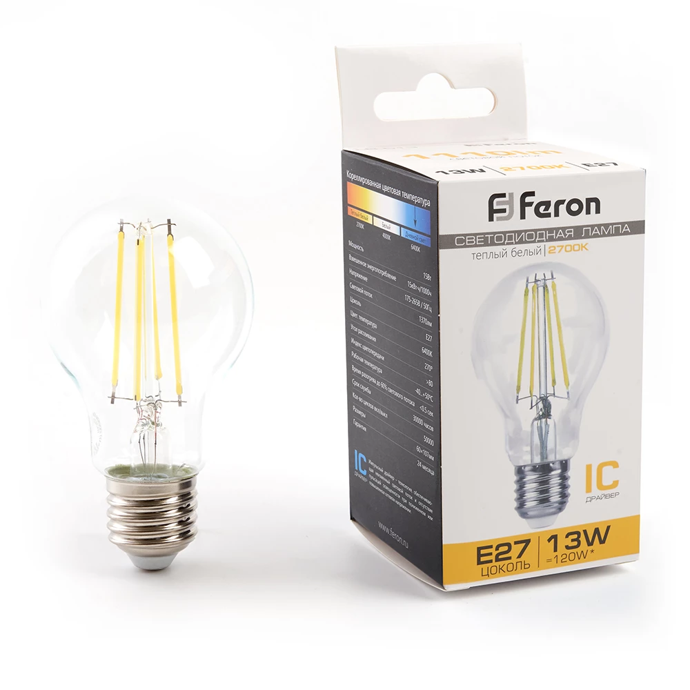 Лампа светодиодная Feron LB-613 Шар E27 13W 175-265V 2700K (38239) - Viokon.com