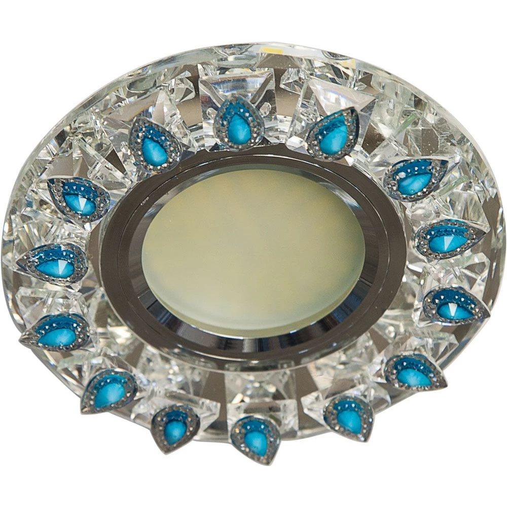 Светильник встраиваемый с белой LED подсветкой Feron CD55A потолочный MR16 G5.3 прозрачно-голубой (28565) - Viokon.com