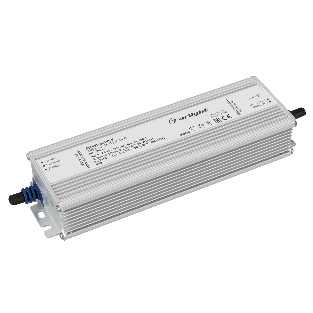 Блок питания ARPJ-LG-3431050-PFC (240W, 171-343V, 0.5-1.05A) (Arlight, IP67 Металл, 5 лет) 039542 - Viokon.com