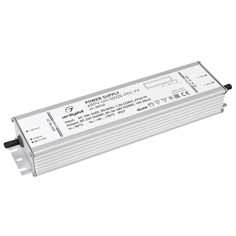Блок питания ARPV-UH-50320-PFC-FV (24V 240W, 36-48V 320W, 10A) (Arlight, IP67 Металл, 7 лет) 055740 - Viokon.com