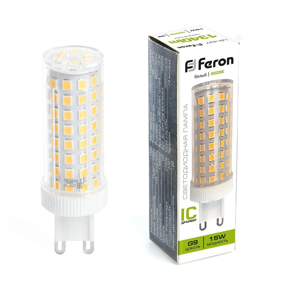 Лампа светодиодная Feron LB-437 G9 15W 175-265V 4000K (38213) - Viokon.com