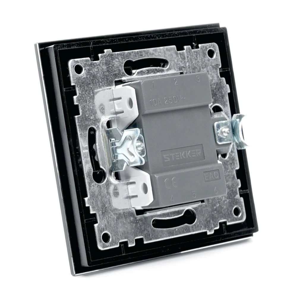 Переключатель 1-клавишный STEKKER GLS10-7005-05, 250В, 10А, серия Катрин, черный (39507) - Viokon.com
