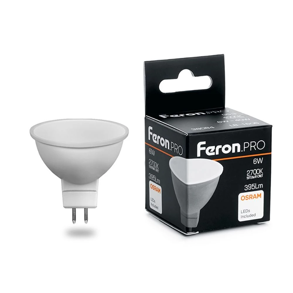 Лампа светодиодная Feron.PRO LB-1606 MR16 G5.3 6W 175-265V 2700K (38083) - Viokon.com