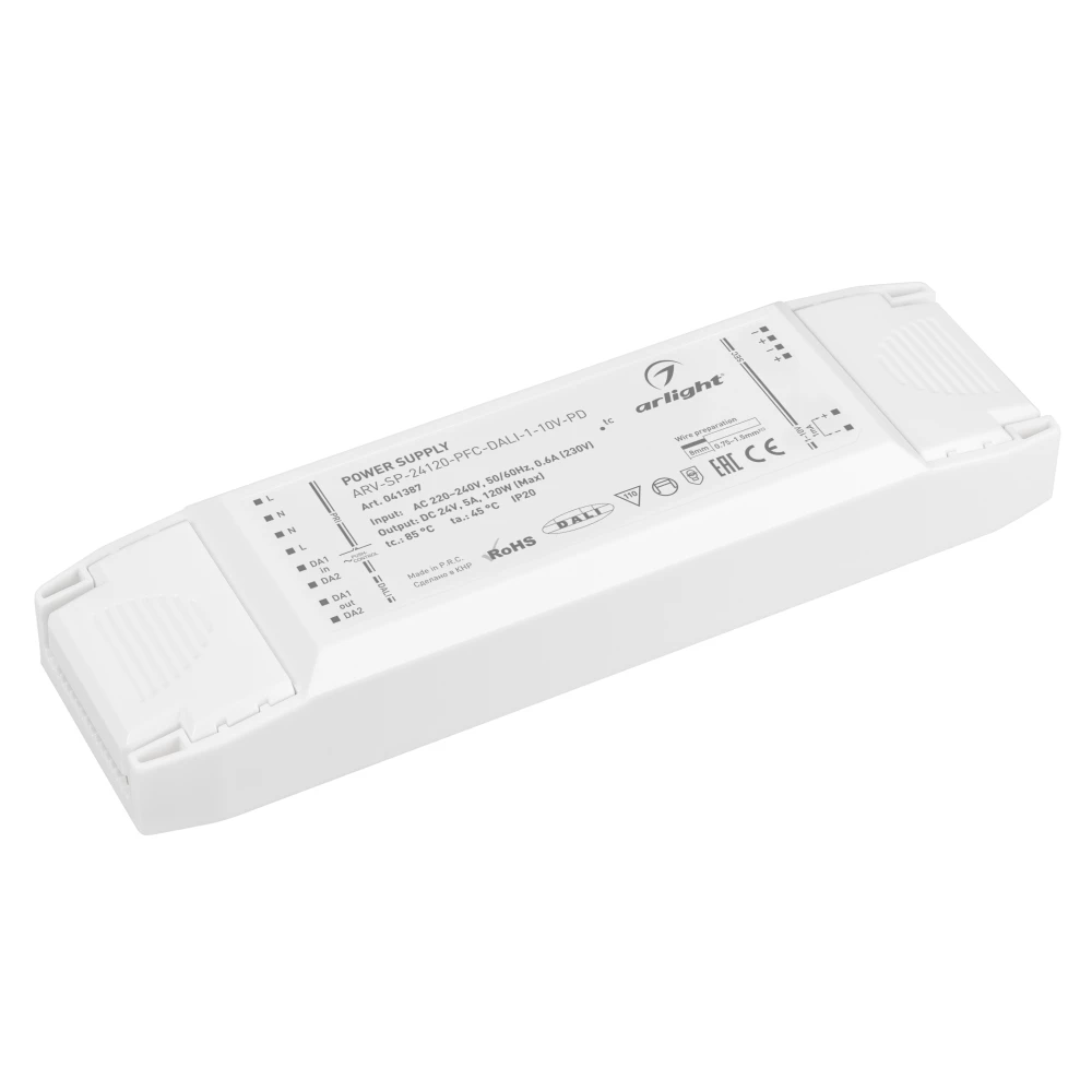 Блок питания ARV-SP-24120-PFC-DALI-1-10V-PD (24V, 5A, 120W) (Arlight, IP20 Пластик, 5 лет) 041387 - Viokon.com