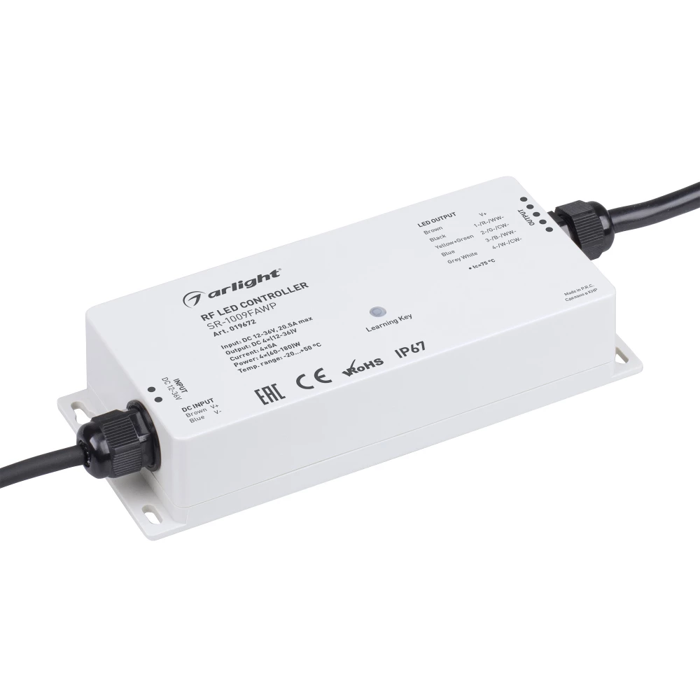 Контроллер SR-1009FAWP (12-36V, 240-720W) (Arlight, IP67 Пластик, 3 года) 019672 - Viokon.com