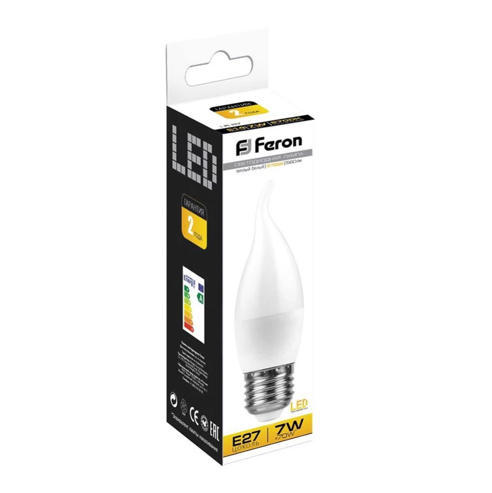 Лампа светодиодная Feron LB-97 Свеча на ветру  E27 7W 2700K (25762) - Viokon.com