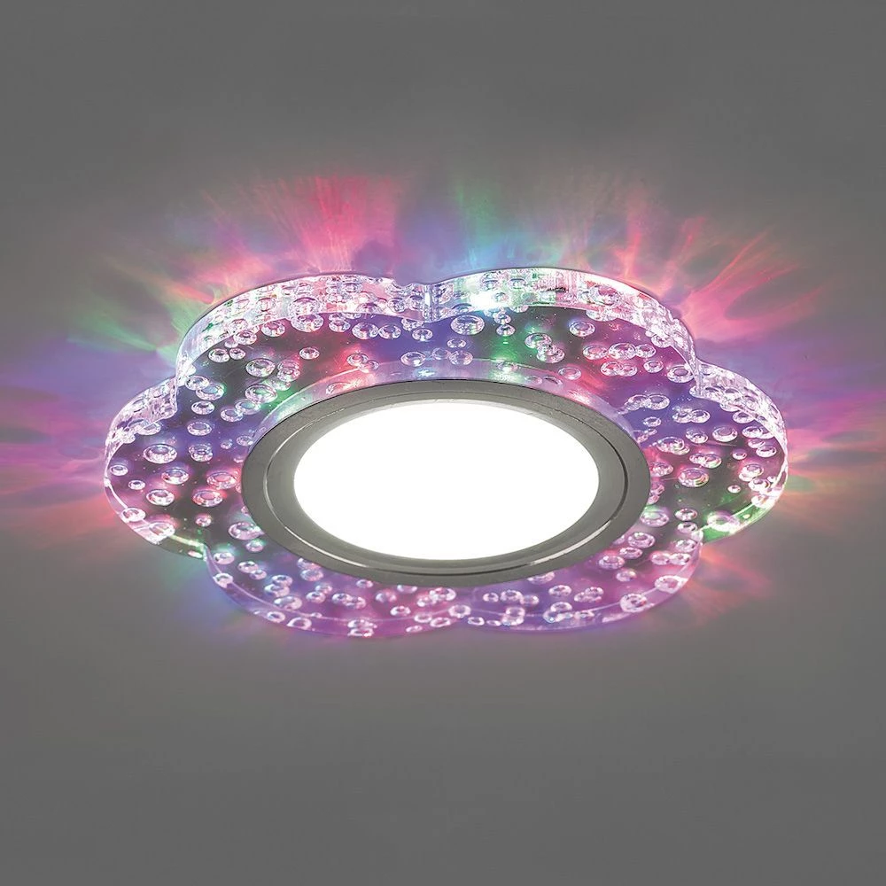Светильник встраиваемый с разноцветной LED подсветкой Feron CD954 потолочный MR16 G5.3, прозрачный (32540) - Viokon.com