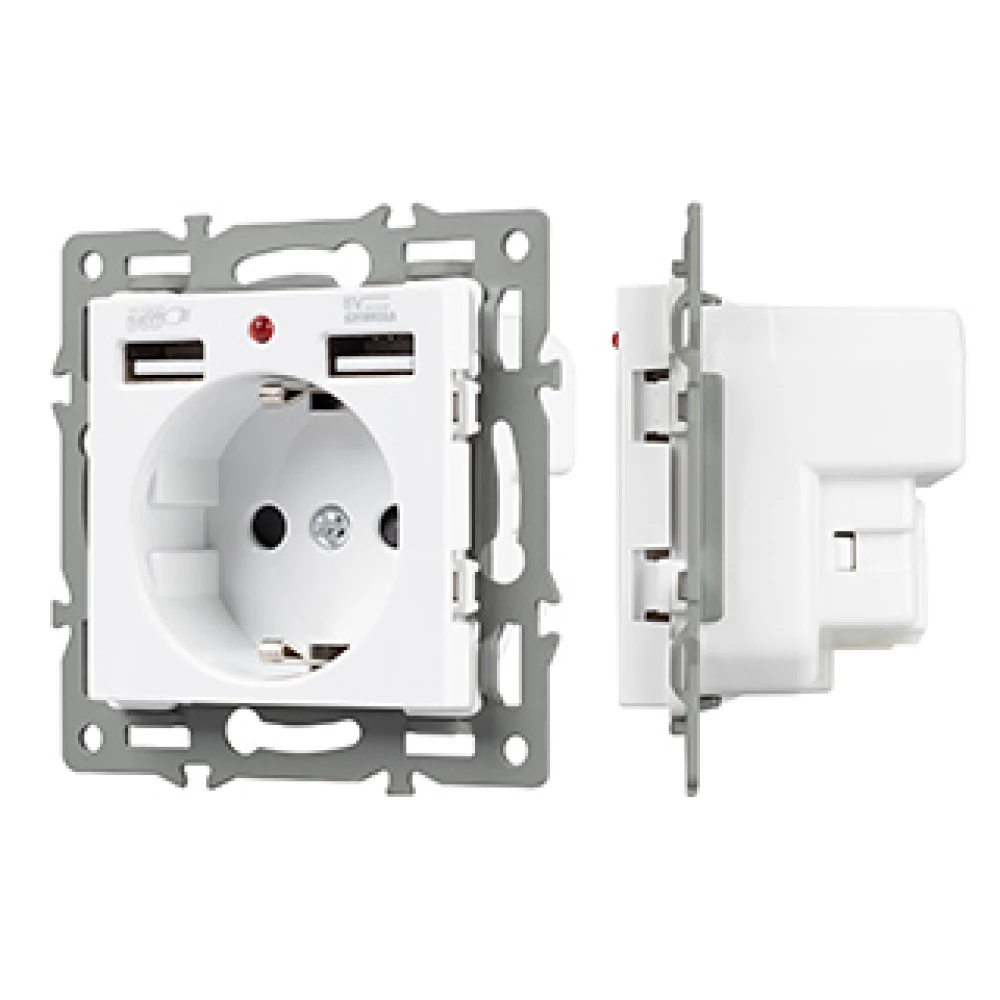 Механизм розетки с USB зарядкой SCT-MUAA-PL-WH (250V, 16A) (Arlight, -) 043733 - Viokon.com