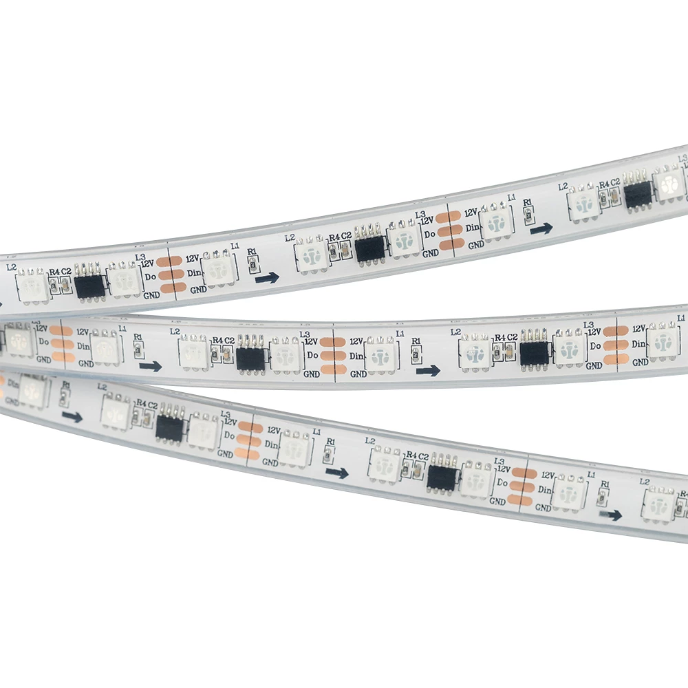 Лента герметичная SPI-PFS-B60-12mm 12V RGB-PX3 (14.4W/m, IP68, 5060, 5m) (Arlight, бегущий огонь) 026155(3) - Viokon.com