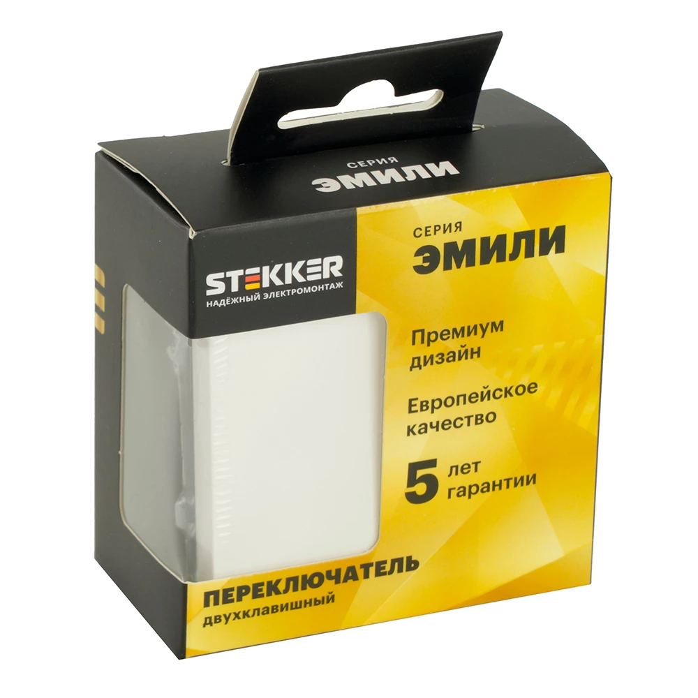 Переключатель 2-клавишный (механизм), STEKKER, 250В, 10А, серия Эмили, RSW10-5107-01, белый фарфор, soft touch (49869) - Viokon.com