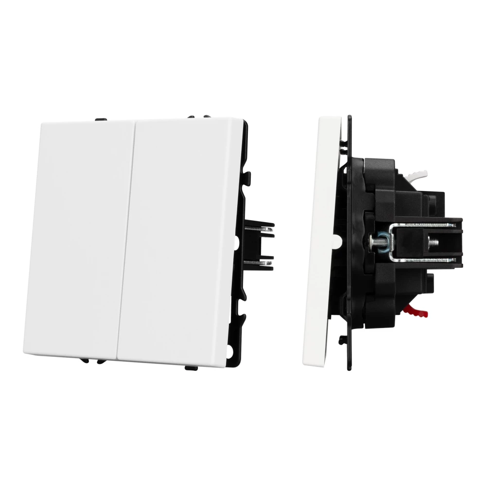 Механизм выключателя двухклавишный непроходной SWT-NOBE-MK02-SFPL-WH (230V, 10A) (Arlight, Белый кварц) 054238 - Viokon.com