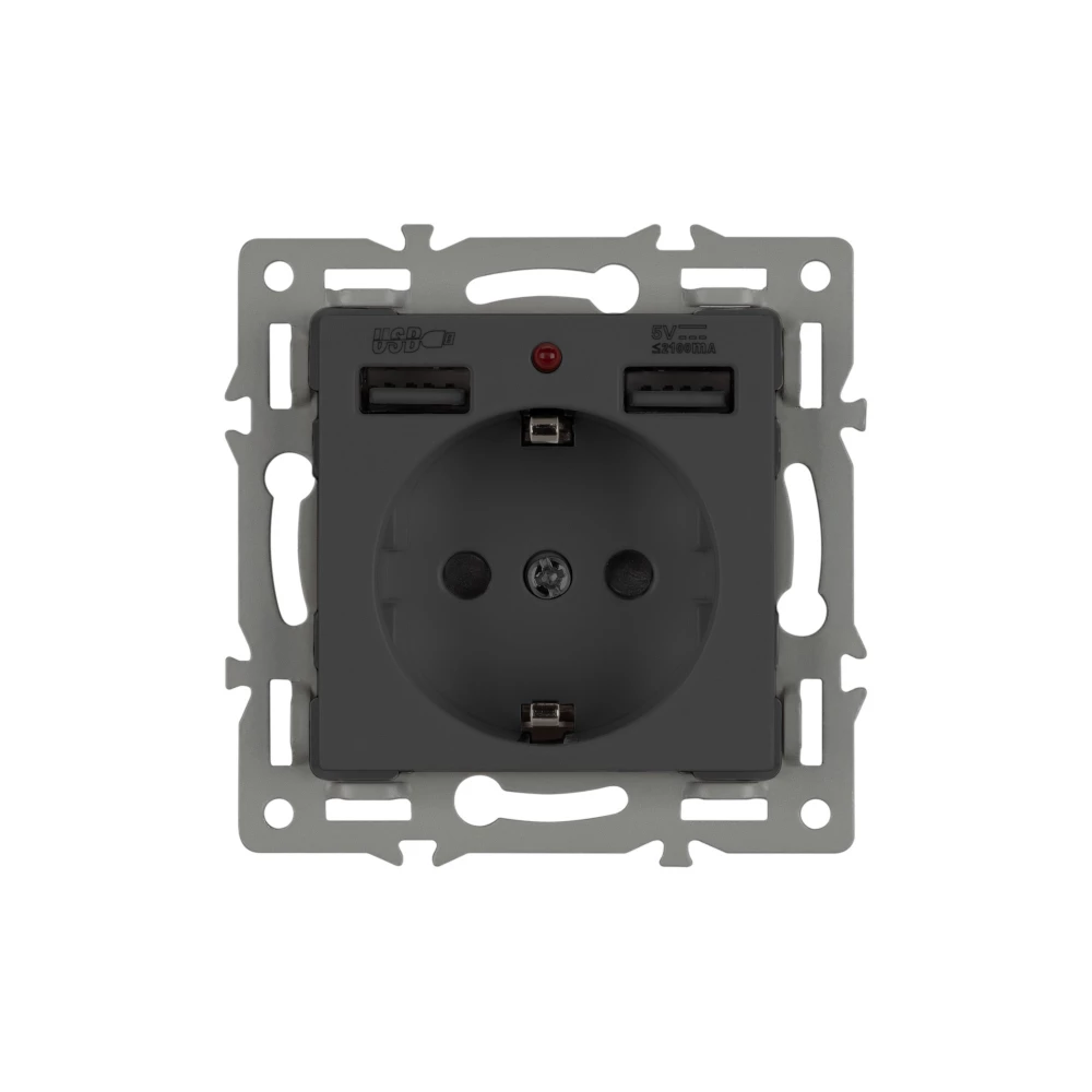 Механизм розетки с USB зарядкой SCT-MUAA-PL-BK (250V, 16A) (Arlight, -) 043734 - Viokon.com