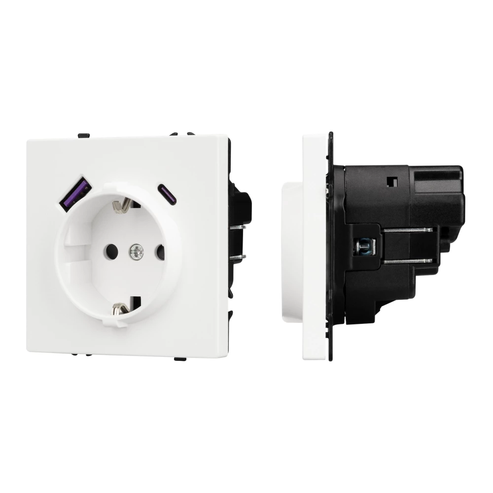 Механизм розетки с USB зарядкой SCT-NOBE-MUAC-SFPL-WH (230V, 16A) (Arlight, Белый кварц) 054284 - Viokon.com