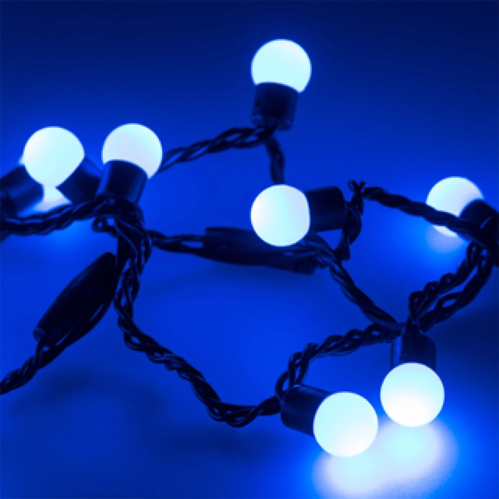 Светодиодная гирлянда ARD-BALL-CLASSIC-D17.5-10000-BLACK-100LED BLUE (230V, 7W) (Ardecoled, IP65) 025582 - Viokon.com