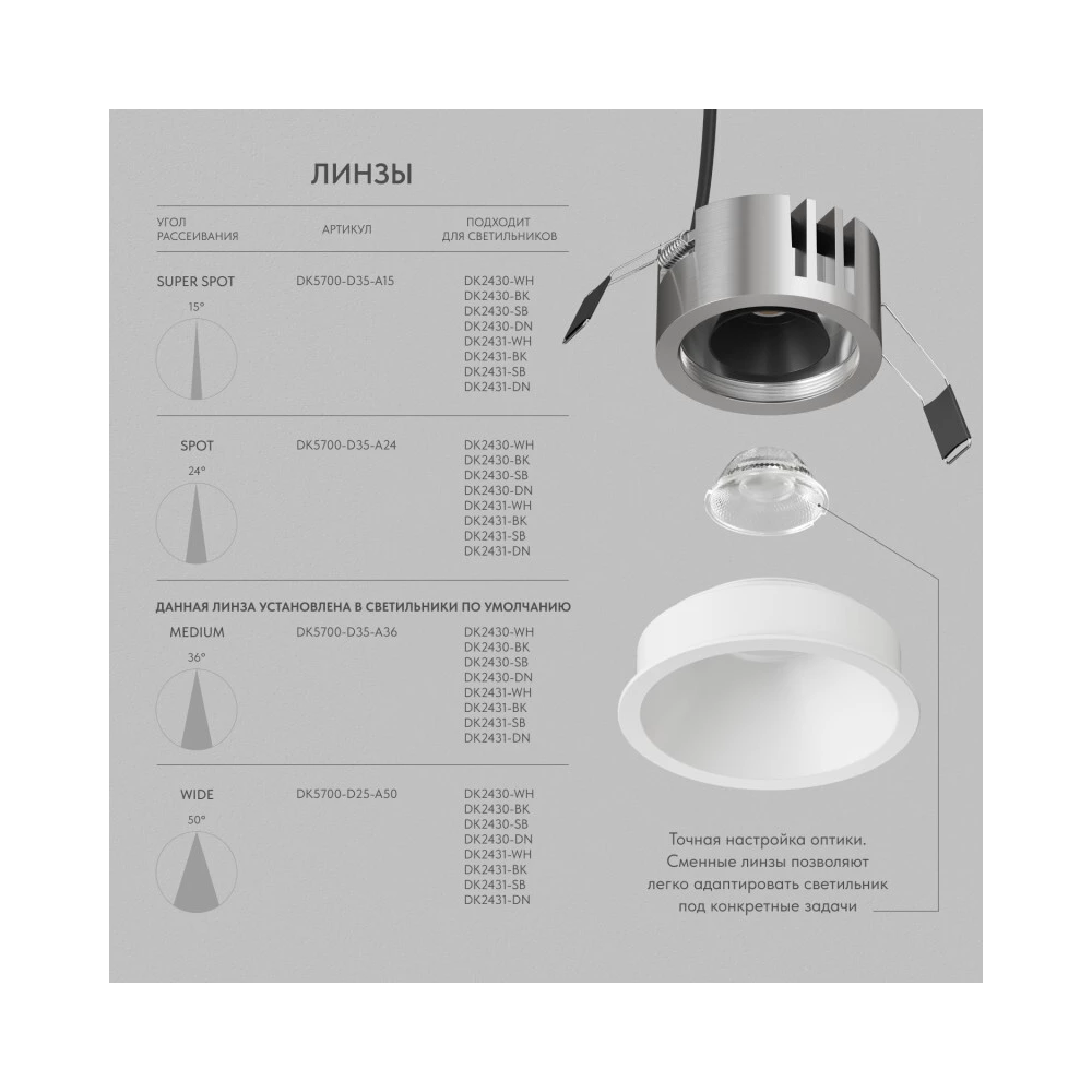 DK2431-WH Встраиваемый светильник SHINE GLOW 15Вт 3000-4000К IP20 белый матовый алюминий - Viokon.com