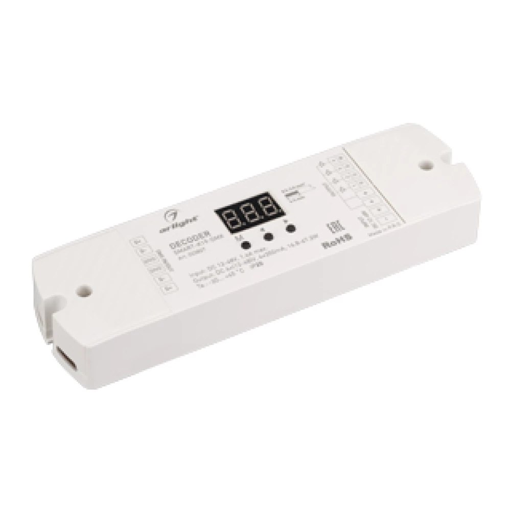 Декодер SMART-K19-DMX (12-48V, 4x350mA) (Arlight, IP20 Пластик, 5 лет) 023827 - Viokon.com