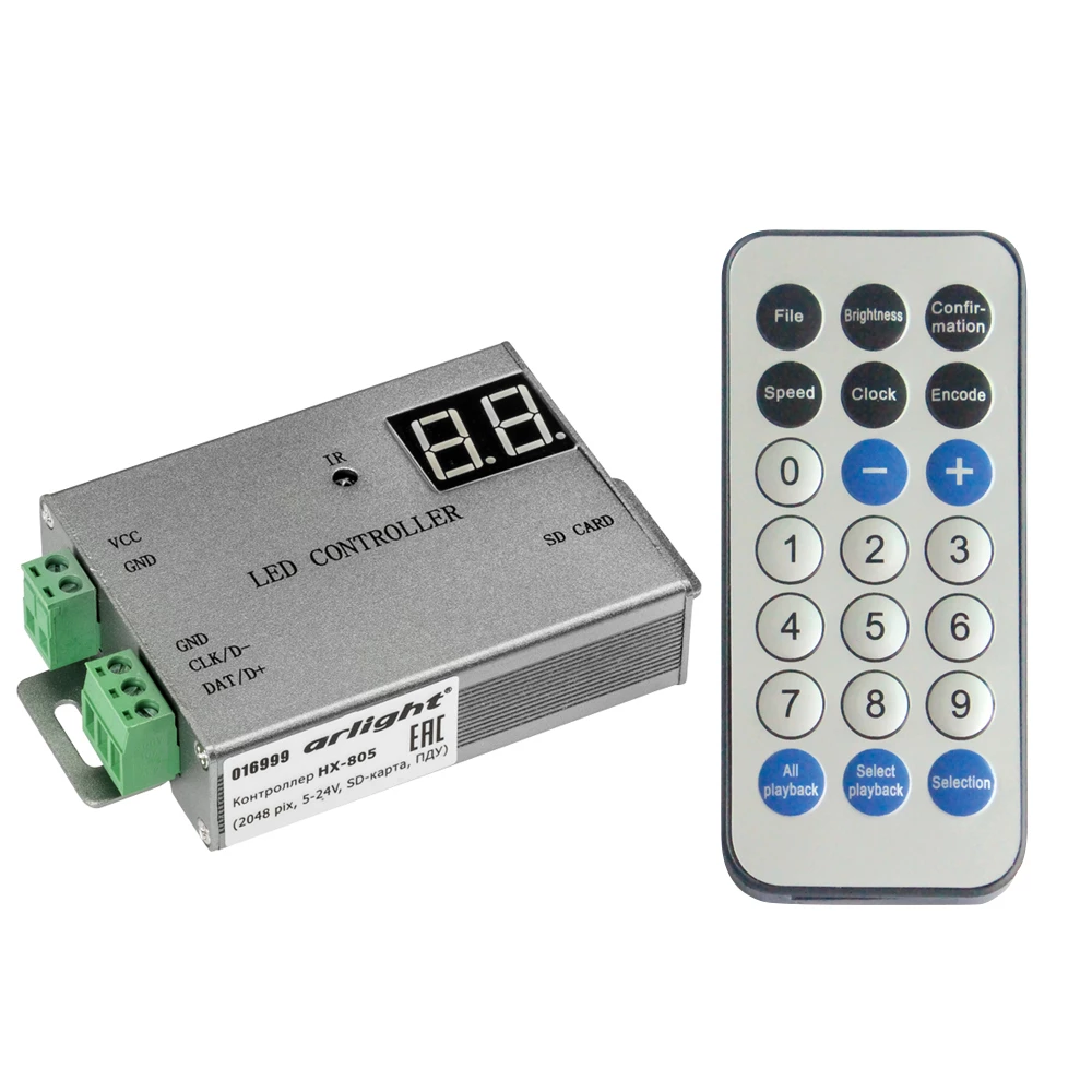 Контроллер HX-805 (2048 pix, 5-24V, SD-карта, ПДУ) (Arlight, -) 016999 - Viokon.com