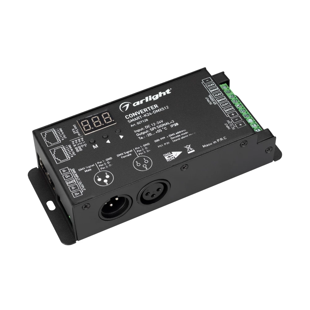 Конвертер SMART-K24-DMX512 (12-24V, SPI, 2.4G) (Arlight, IP20 Металл, 5 лет) 027128 - Viokon.com