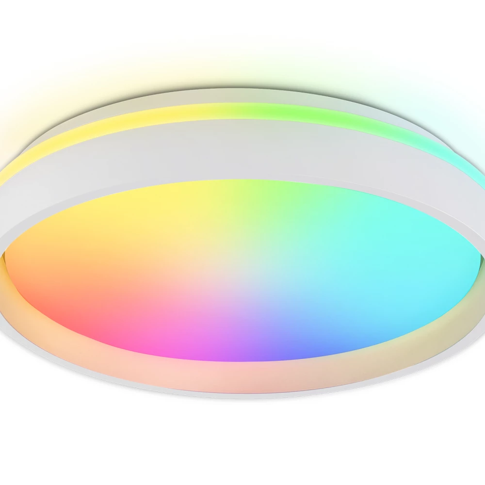 Светодиодный светильник RGB с пультом управления FZ601 WH/GD белый/золото IP20 46W 3000K-6500K+RGB D390*80 (ПДУ ИК) - Viokon.com