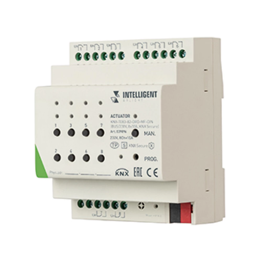 INTELLIGENT ARLIGHT Актуатор KNX-7083-82-DRO-MF-DIN (BUS/230V, 8x10А, KNX Secure)  (IARL, IP20 Пластик, 2 года) 039896 - Viokon.com