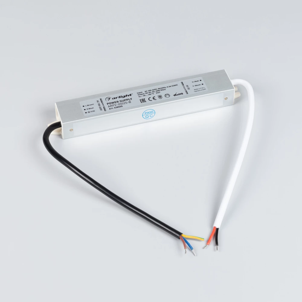 Блок питания ARPV-05025-B (5V, 5.0A, 25W) (Arlight, IP67 Металл, 3 года) 038505 - Viokon.com