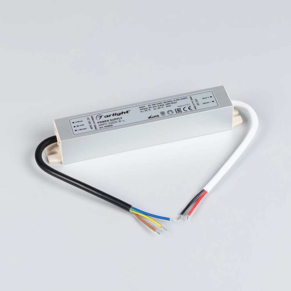 Блок питания ARPV-24020-B (24V, 0.8A, 20W) (Arlight, IP67 Металл, 3 года) 020848 - Viokon.com