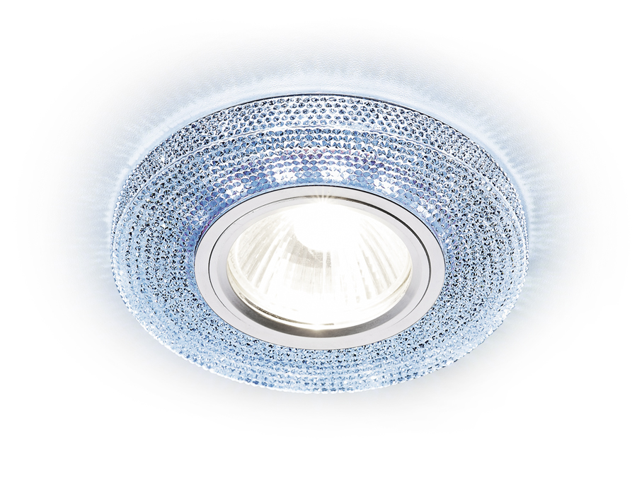 Встраиваемый точечный светильник MR16 с LED подсветкой S290 BL хром/сапфир/MR16+3W(LED WHITE) - Viokon.com