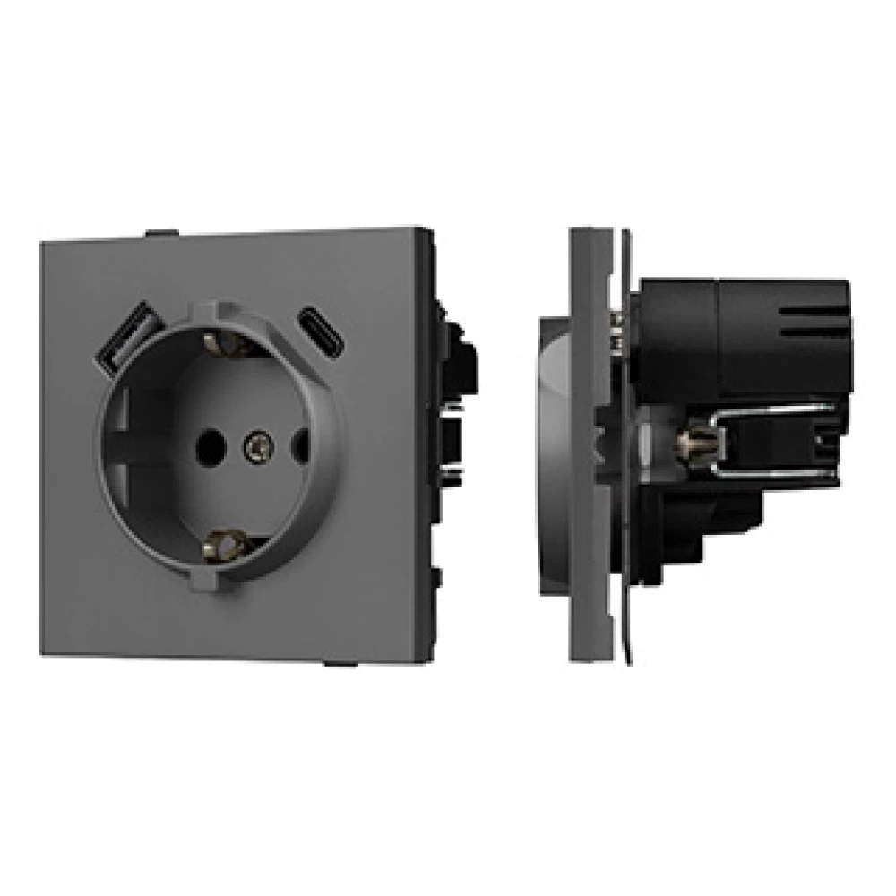 Механизм розетки с USB зарядкой SCT-TENDO-MUAC-SFPL-GR (230V, 16A) (Arlight, Матовый графитовый) 054609 - Viokon.com