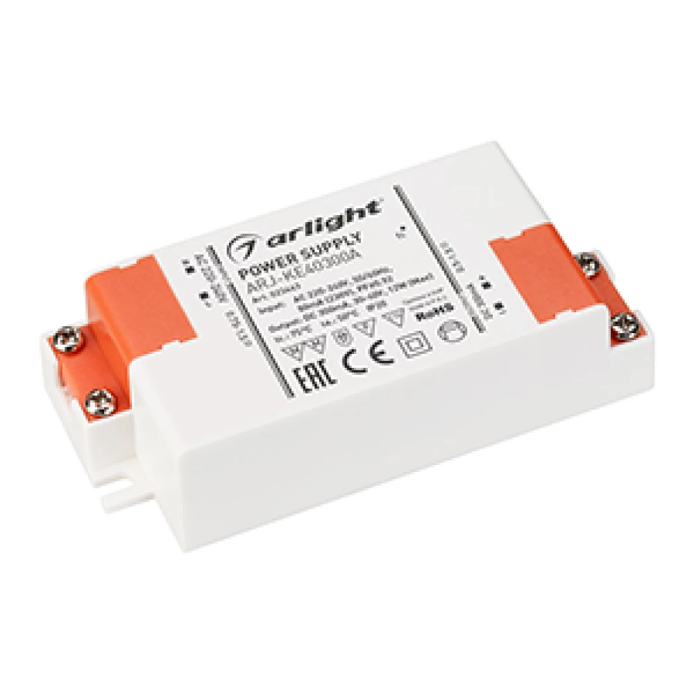 Блок питания ARJ-KE40300A (12W, 300mA, PFC) (Arlight, IP20 Пластик, 5 лет) 023443 - Viokon.com