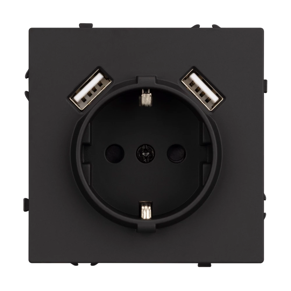 Механизм розетки с USB зарядкой SCT-NOBE-MUAA-SFPL-BK (230V, 16A) (Arlight, Черный оникс) 054289 - Viokon.com