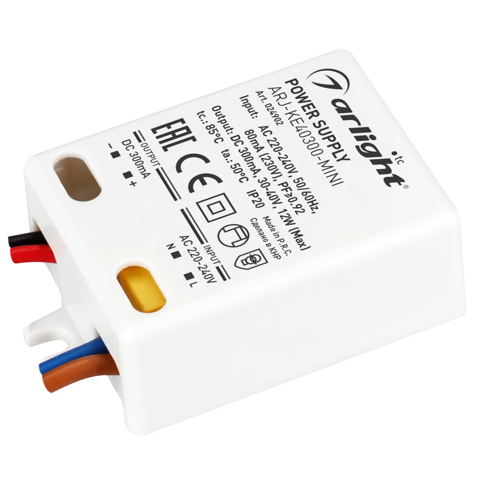 Блок питания ARJ-KE40300-MINI (12W, 300mA, PFC) (Arlight, IP20 Пластик, 5 лет) 024902 - Viokon.com