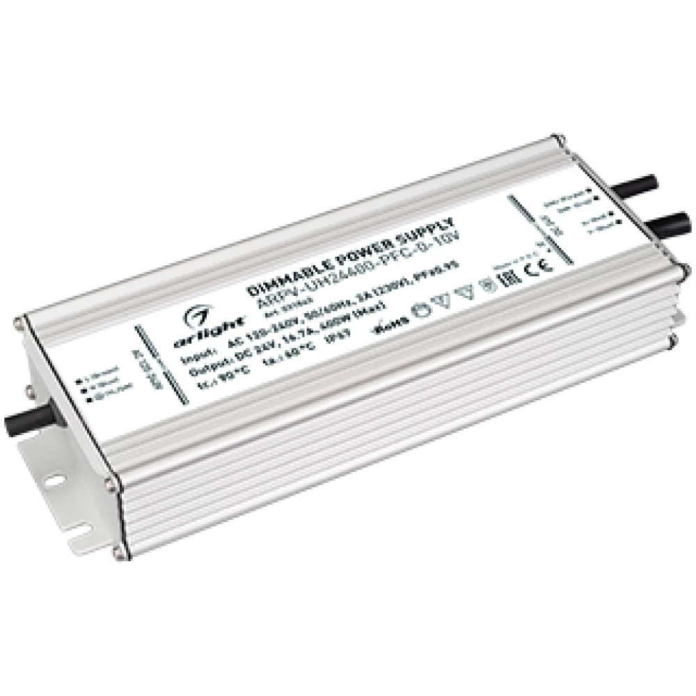 Блок питания ARPV-UH24400-PFC-0-10V (24V, 16.7A, 400W) (Arlight, IP67 Металл, 7 лет) 031043 - Viokon.com