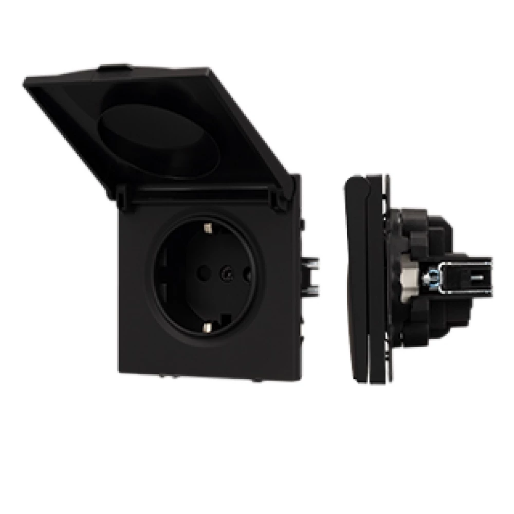 Механизм розетки влагозащищённый SCT-NOBE-MCP-SFPL-BK (230V, 16A) (Arlight, Черный оникс) 054281 - Viokon.com
