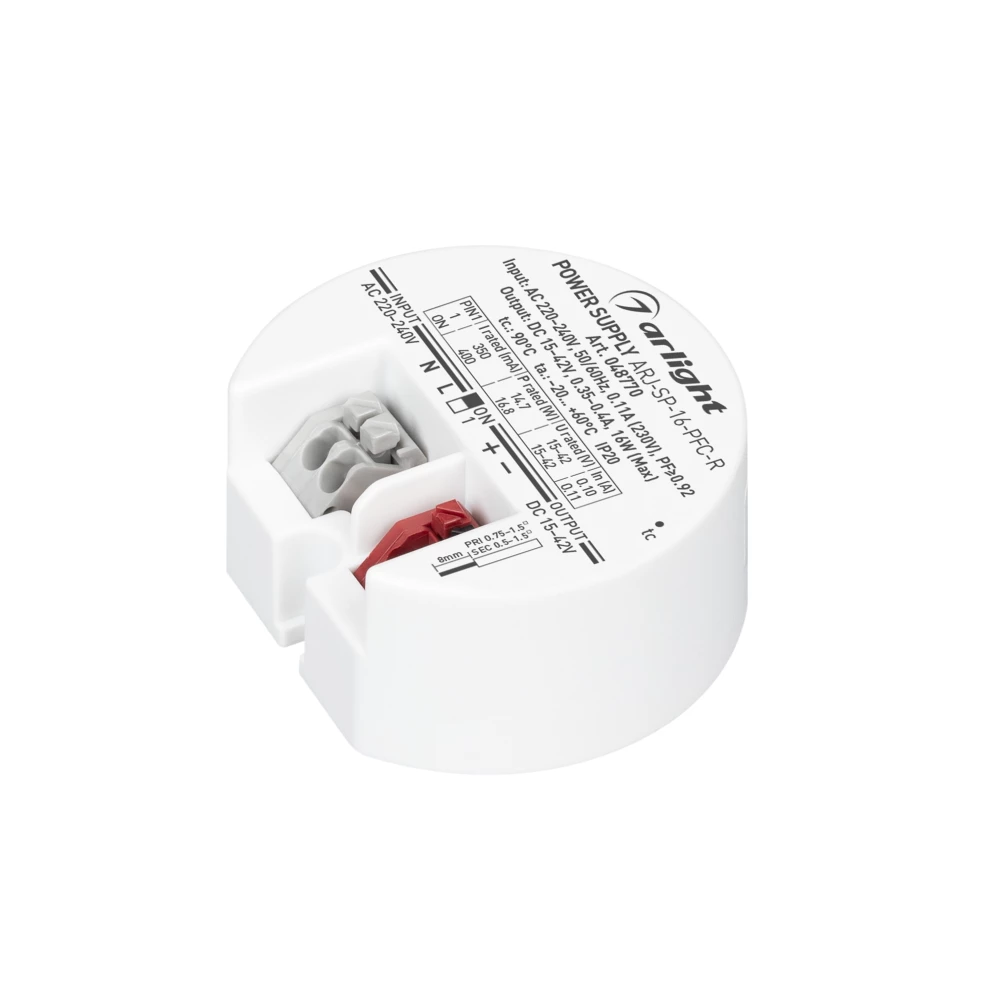 Блок Питания ARJ-SP-16-PFC-R (16W, 15-42V, 0.35-0.4A) (Arlight, IP20 Пластик, 5 лет) 048770 - Viokon.com