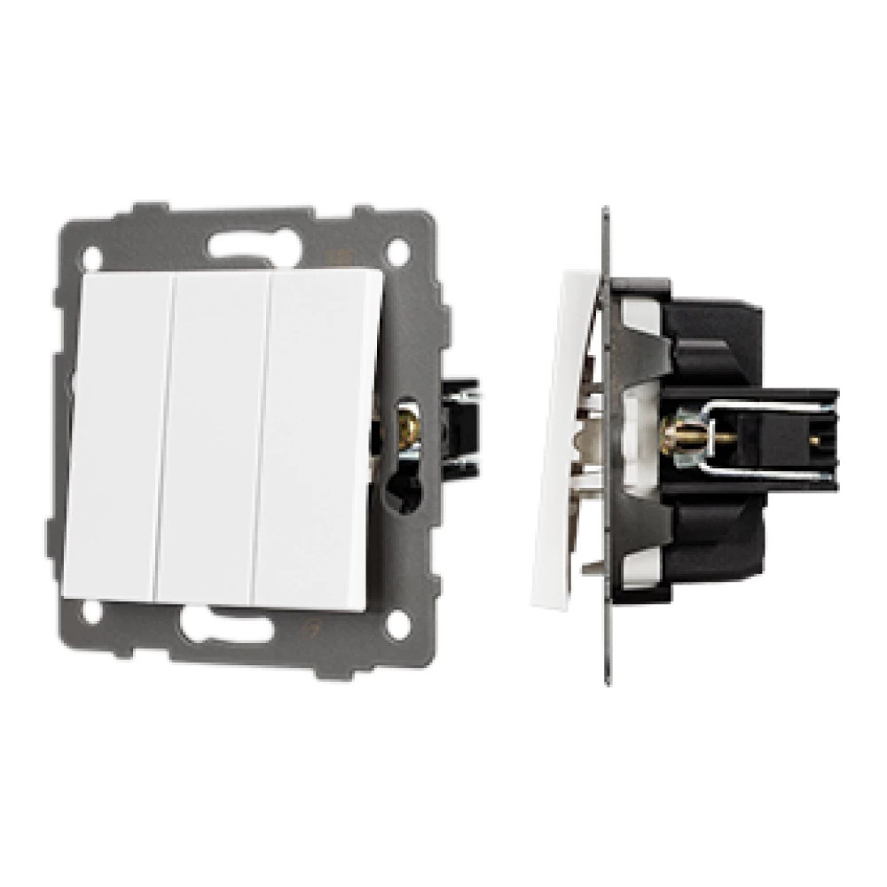 Механизм выключателя трехклавишный непроходной SWT-MK03-PL-WH-V (250V, 10A) (Arlight, -) 049896 - Viokon.com