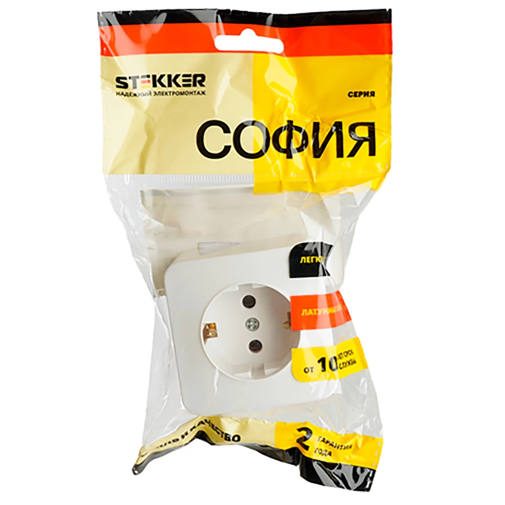 Розетка 1-местная с/з открытой установки, STEKKER, 250В, 16А, IP20, серия София, белый, MST16-11-01 (49302) - Viokon.com