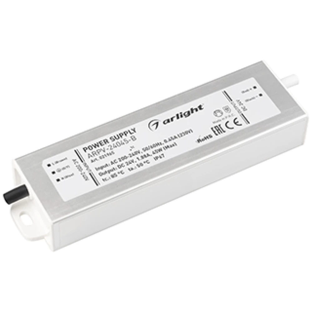 Блок питания ARPV-24045-B (24V, 1.9A, 45W) (Arlight, IP67 Металл, 3 года) 021965 - Viokon.com