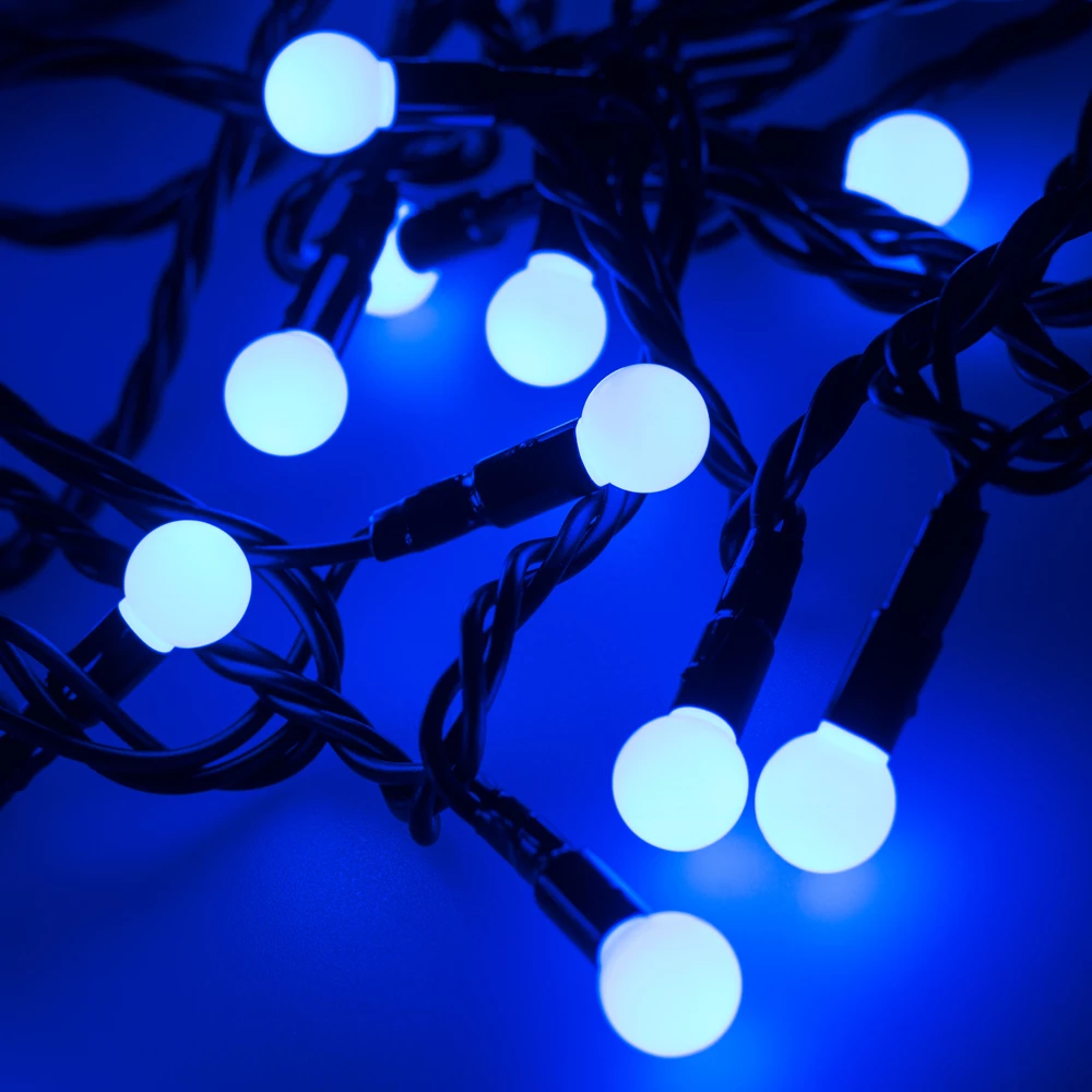 Светодиодная гирлянда ARD-BALL-CLASSIC-D13-10000-BLACK-100LED BLUE (230V, 7W) (Ardecoled, IP65) 025570 - Viokon.com