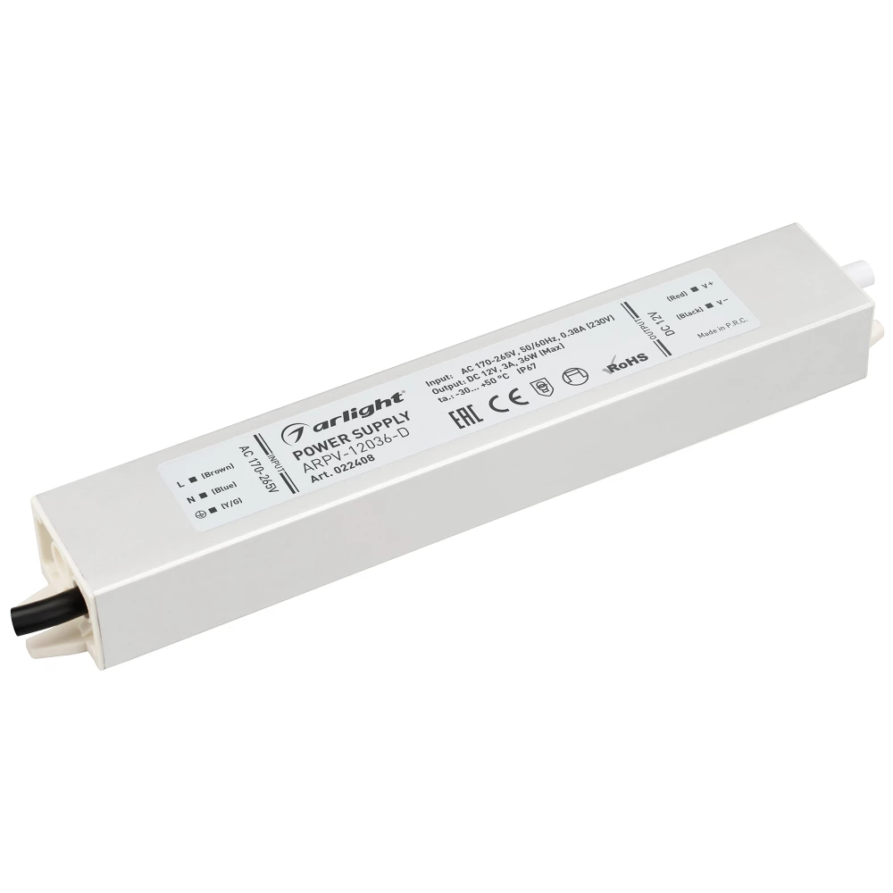 Блок питания ARPV-12036-D (12V, 3.0A, 36W) (Arlight, IP67 Металл, 3 года) 022408 - Viokon.com