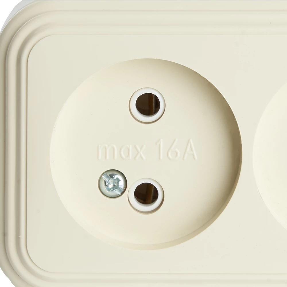 Розетка 2-местная б/з STEKKER, PST16-30-20 (RA 16-237-БЖ), пластик АВС, 250В, 16А, IP20, слоновая кость (49057) - Viokon.com