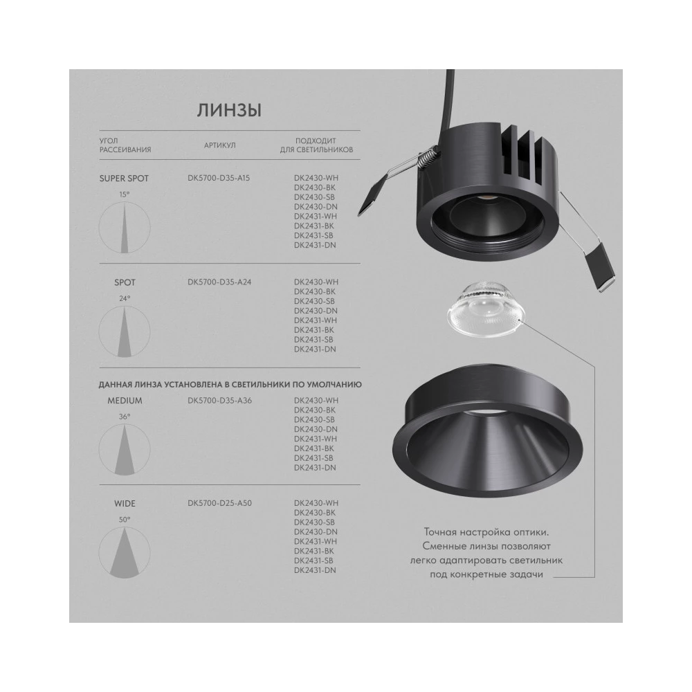 DK2431-DN Встраиваемый светильник SHINE GLOW 15Вт 3000-4000К IP20 темный никель алюминий - Viokon.com