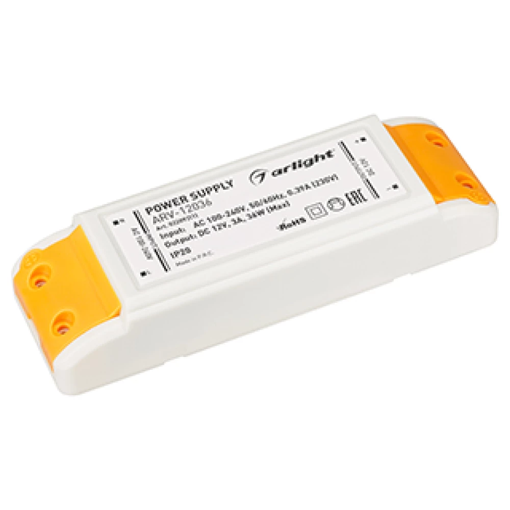 Блок питания ARV-12036 (12V, 3A, 36W) (Arlight, IP20 Пластик, 2 года) 022092(1) - Viokon.com