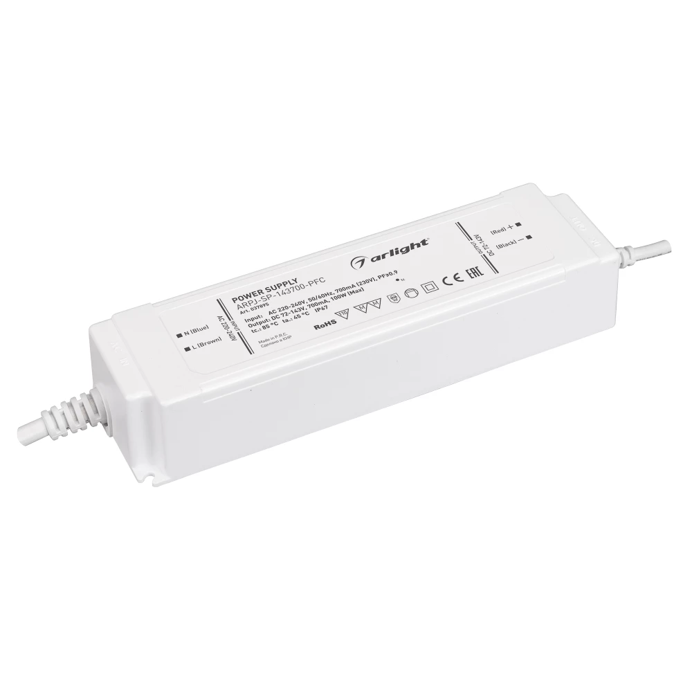 Блок питания ARPJ-SP-143700-PFC (100W, 72-143V, 0.7A) (Arlight, IP67 Пластик, 5 лет) 037895 - Viokon.com