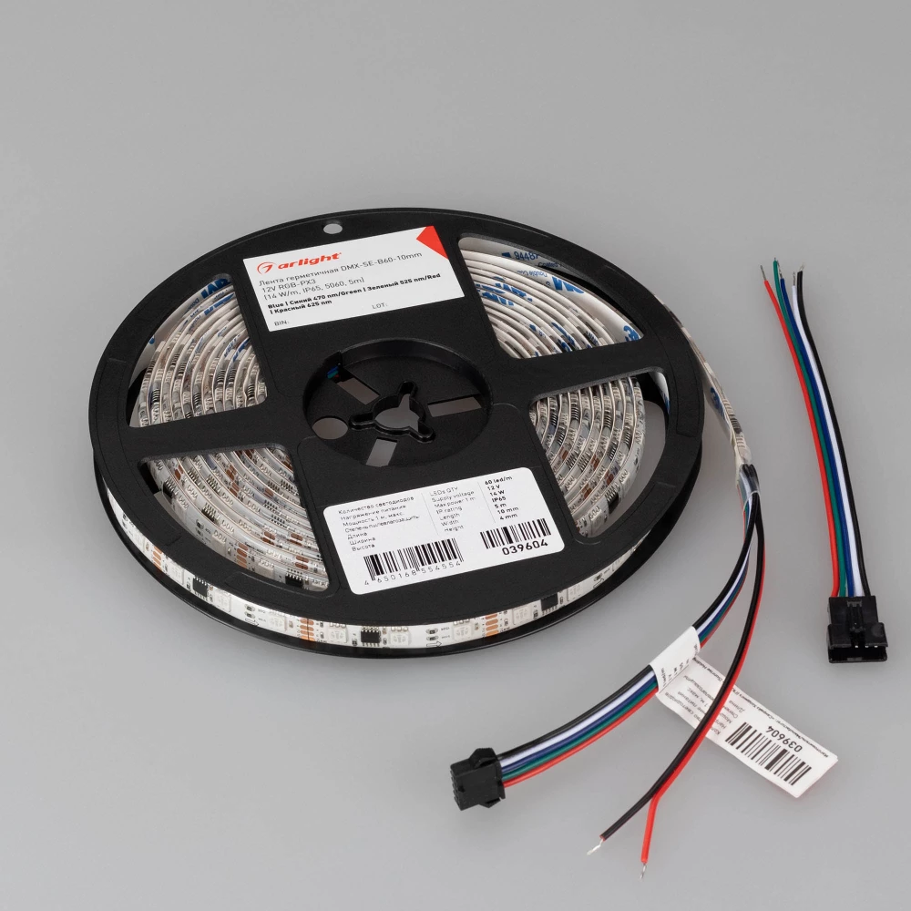 Лента герметичная DMX-SE-B60-10mm 12V RGB-PX3 (14 W/m, IP65, 5060, 5m) (Arlight, -) 039604 - Viokon.com