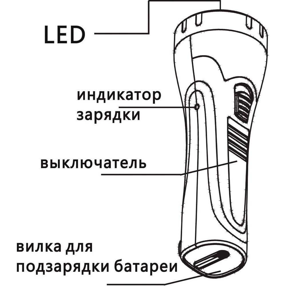 Фонарь аккумуляторный ручной  7LED 0,6W со встроенной вилкой для зарядки, зеленый, TL043 (12958) - Viokon.com